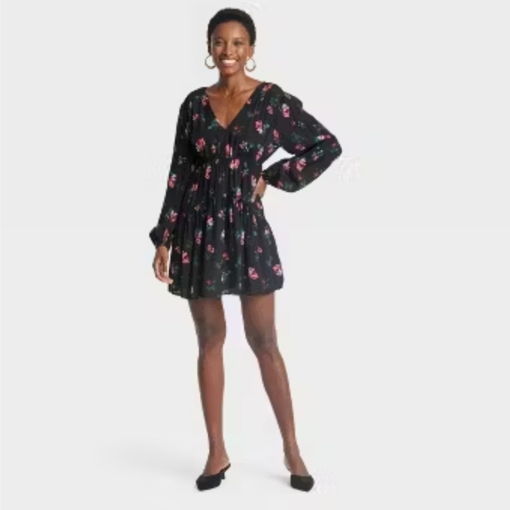 A New Day Floral Black Dress, Size Small, NWT!!!